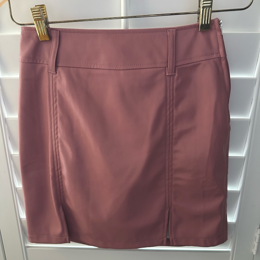 Vegan leather pink skirt